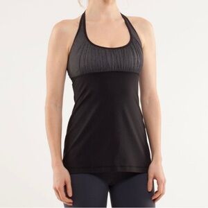 Lululemon Black and Heathered Gray Namaste Tank With Adjustable Halter Size 4